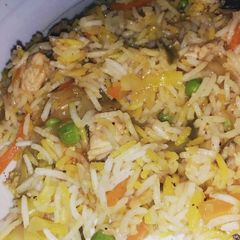 Chicken veg rice A picture of Chicken veg rice.