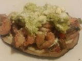 Tacos de Berenjena con camarones y guacamole