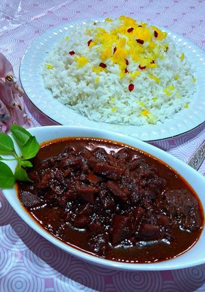 عکسی از دستور خورشت به با گردو