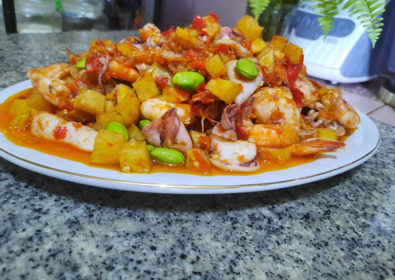 Sambel goreng kentang udang cumi