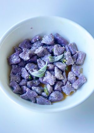 A picture of Purple Sweet Potato Gnocchi with Sage Brown Butter.