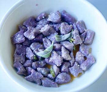 Unique Cuisine Purple Sweet Potato Gnocchi with Sage Brown Butter Delicious Steady