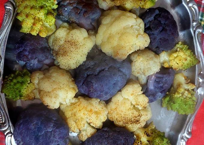 Broccoflower verde,cavolfiore viola e bianco light al forno 🥦 foto principale della ricetta