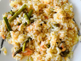Risotto de salmón y espárragos
