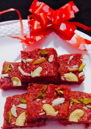 A picture of Beetroot Curd Kalakand.