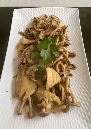 A picture of Stir Fried Exotic Mushrooms.