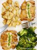 Creamy Dill Chicken with Roasted Potatoes and Broccoli