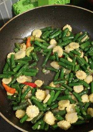 Foto resep Tumis kacang panjang dan jagung muda