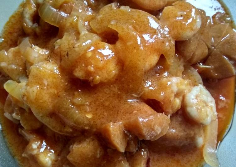 Sosis udang asam manis sederhana