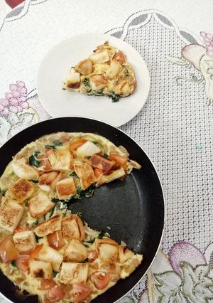 Foto resep Spinach Frittata with Bread Cubes
