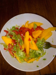 A picture of Mango, lettuce salad.