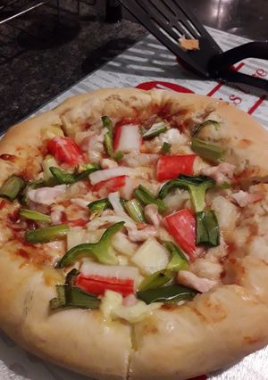Foto resep Roti pizza island (seafood)