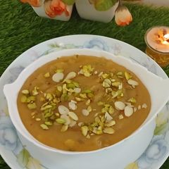 A picture of Caramel semolina halwa/ sooji ka halwa/festival with flavor.