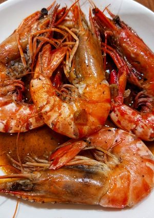 A picture of Caramelized Tiger Prawns.