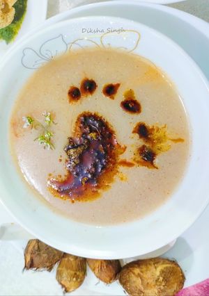 A picture of Arbi soup (Taro Root).