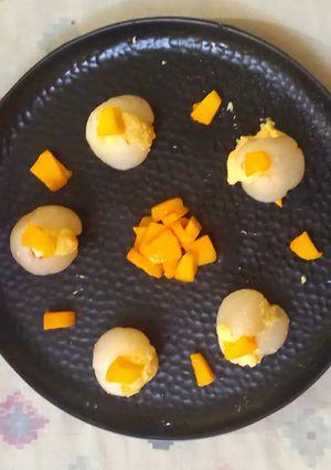 A picture of Stuff paneer mango Lychee delight.