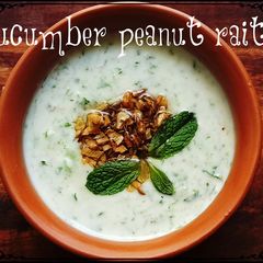 A picture of Cucumber peanut raita.