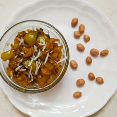 A picture of Green tomato subji.