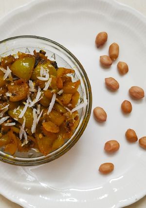 A picture of Green tomato subji.