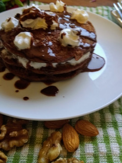 A picture of Eggless Wheatflour Cream Chocolate Pancake.