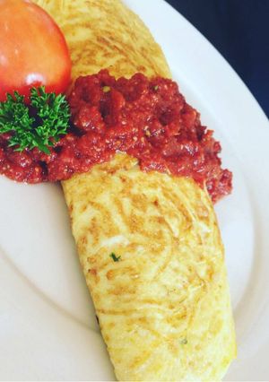 A picture of Omurice (Omelette rice).
