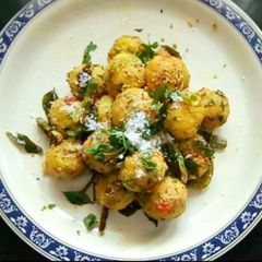 Veg Khandvi Balls A picture of Veg Khandvi Balls.