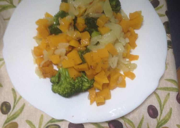 Brócoli y calabaza en la vaporera