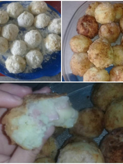 Una foto de Bombas de papa rellenas con queso y jamón