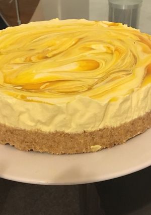 A picture of Mango cheese cake.