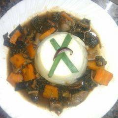 A picture of Ugali tripe fry aka ugali matumbo.