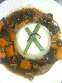 A picture of Ugali tripe fry aka ugali matumbo.