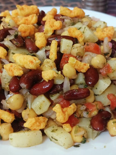 A picture of Kurkure red bean chaat.