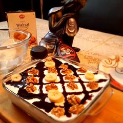 A picture of Banana Walnut Pudding.