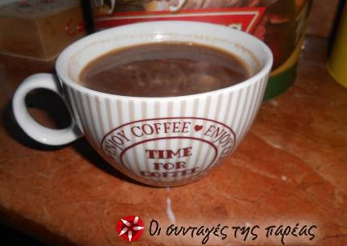 Light beverage with cocoa powder and Greek coffee