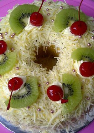 Foto resep Sponge Cake with Cheese & Fruits