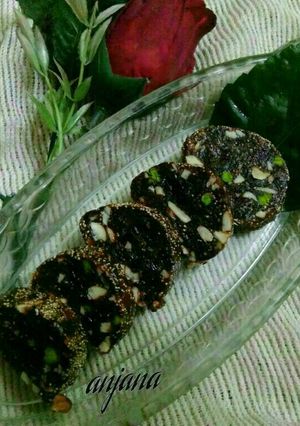 A picture of Dry fruits khajoor rolls.