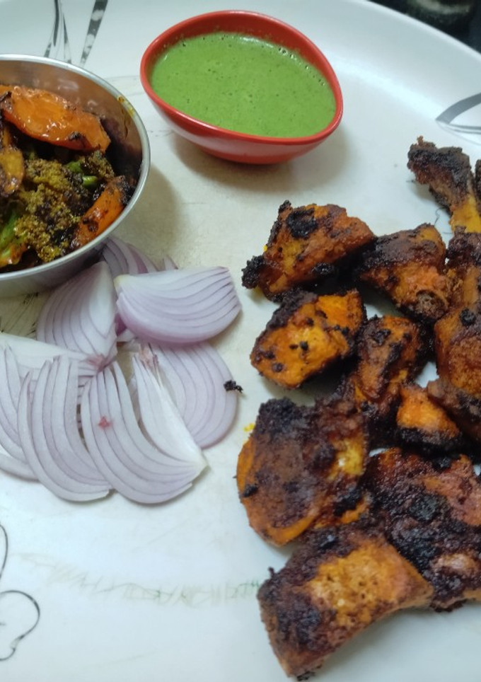 சிக்கன் தந்தூரி டிக்கா(chicken tandoori recipe in tamil) செய்முறை முக்கிய புகைப்படம்