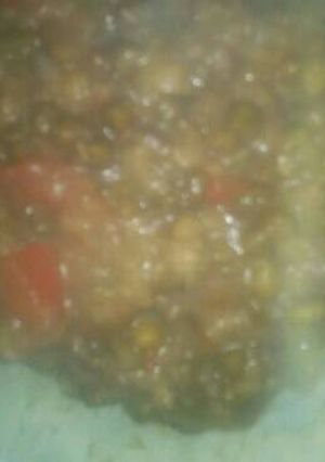 A picture of Greengrams stew and rice.