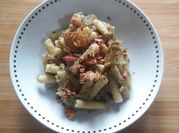 A picture of artichokes cheese pasta