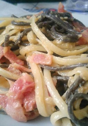 Una foto de Pasta a la carbonara sin nata