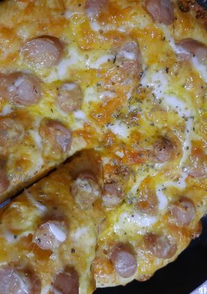 Foto resep Pizza sosis paling simple dijamin matang luar dalam