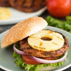 A picture of Home made pineapple burger.