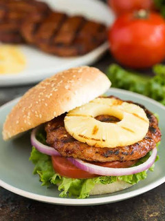 A picture of Home made pineapple burger.