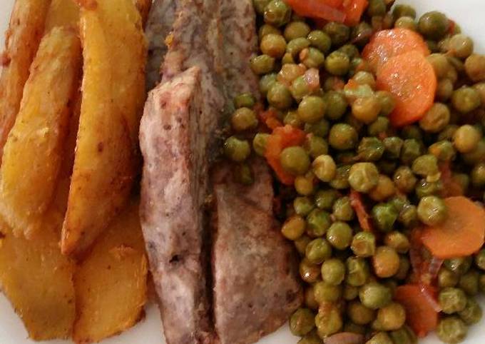 Deep fried sweet potatoes/arrow roots & fried peas