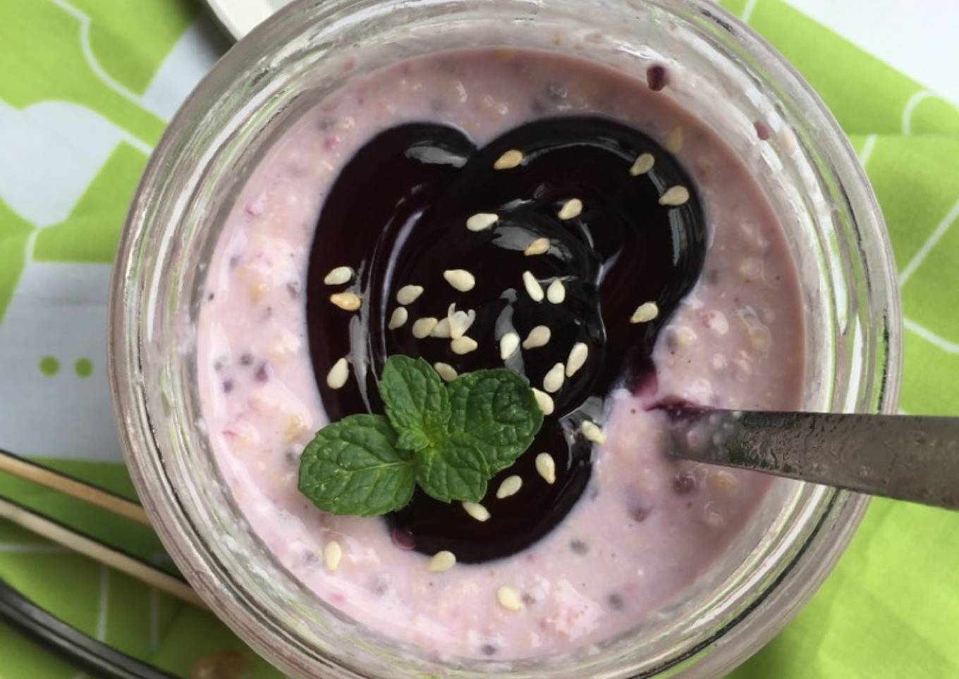 Blueberry almond overnight oatmeal ala fe