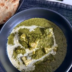 A picture of Palak Paneer (Indian Spinach and Cheese Stew).