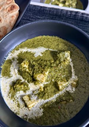A picture of Palak Paneer (Indian Spinach and Cheese Stew).