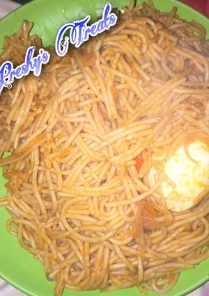 A picture of Jollof Spaghetti.