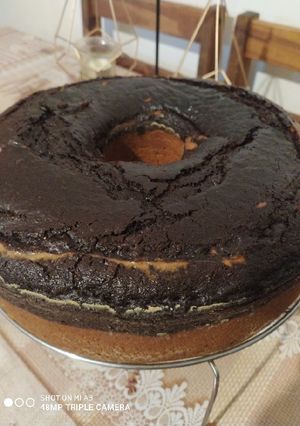 Una foto de Torta vegana marmolada! Exquisita y húmeda!