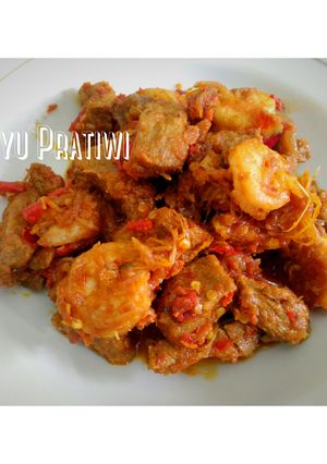 Foto resep Daging & udang sambal bawang pedas